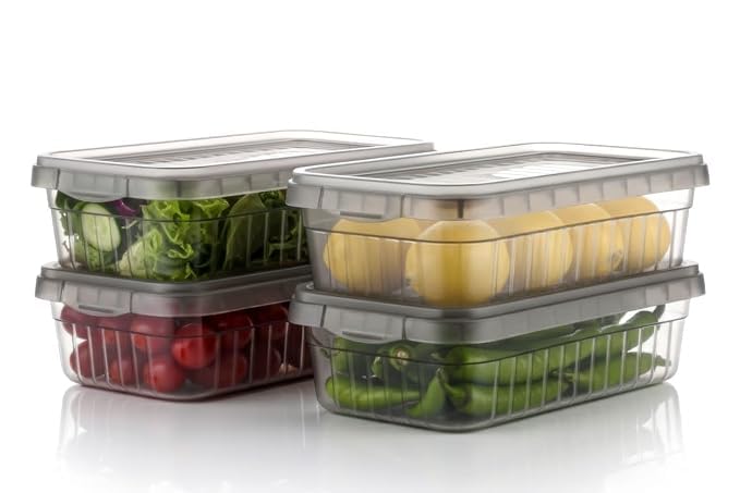Image of TASMAX Fridge Storage Boxes, Plastic Fridge Containers, Fridge Accessories Items, (LINE FRIDGE CONTAINER (PACK OF 6))