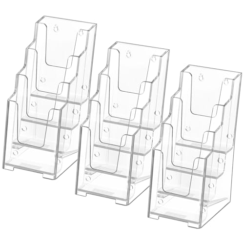 MaxGear Acrylic Brochure Holder, 4 Inch Wide 4 Tier Clear Literature Display Stand Premium Plastic...