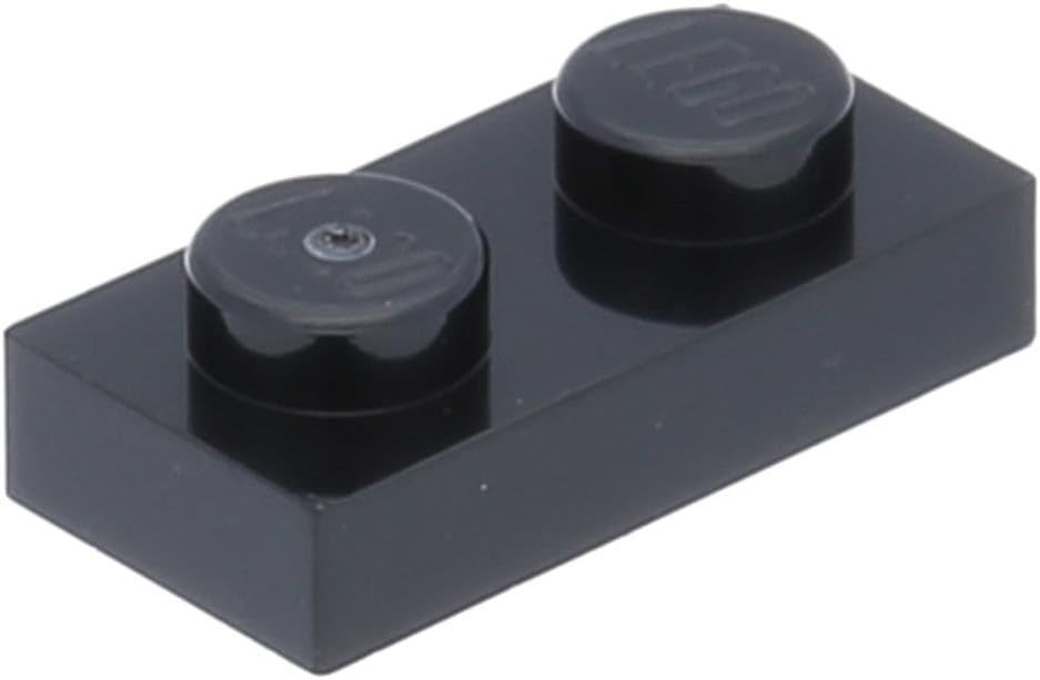 LEGO Plate 1 x 2, Part 3023, Building Brick Component (Black, 50, Bricks), Multicoloured, Standard