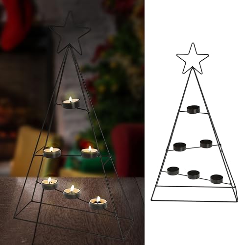 Teelichthalter Tannenbaum Stern für 6 Teelichter | 29x52x10cm Eisen |...