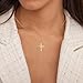 Pregeckit Spinning Cross Crown Necklace for Women 14K Gold Plated Rotating Crystal Cross Pendant Necklace Crossed Faith Jewelry New Year Gifts (gold)