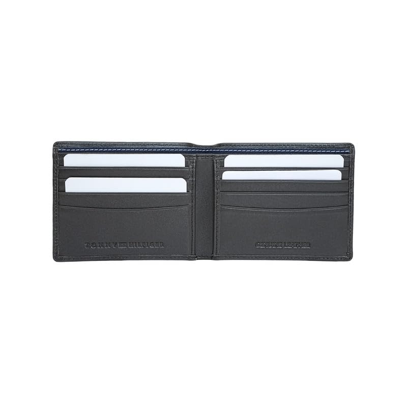 Image of Tommy Hilfiger Men's Benin Slimfold Wallet - Brown| Laser-Etched Leather | Ultra-Slim Design| Purse for Men | Ideal for Gifting