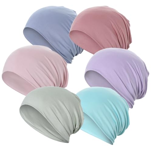 JarseHera 6PCS Cotton Slouchy Beanie Soft Sleep Caps Chemo Headwear Skull Cap Hats