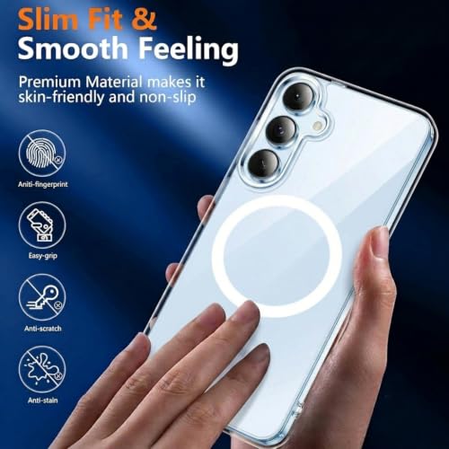 Image of DIZORO Crystal Clear Magnetic Compatible with Samsung A55 Back Cover case with Anti-Yellow ( Compatible with Magsafe ) Anti-Scratch | Shockproof Transparent Cover