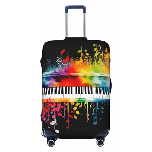 Colorful Piano Keyboard Music Note Luggage Covers for Suitcase Washable Suitcase Cover Fashion Stretch Suitcase Protector Cover Anti-Scratch Baggage Covers Fit 18-32 Inch Luggage Medium