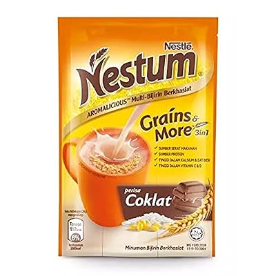 Nestum All Family 3-in-1 Instant Ce'real Milk Drink and 1-Pack Nestle Ce'real Snack Bundle (Milo or Koko Krunch or Honey Star, 30 g) - Low Fat Milk Ce'real Made with Wholemeal Wheat, Rice & Corn Grits, Fortified with Vitamins (Chocolate, 14 Sachets)