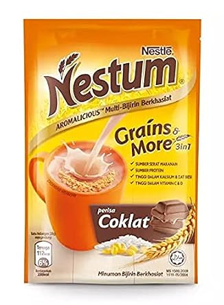 Nestum All Family 3-in-1 Instant Ce'real Milk Drink and 1-Pack Nestle Ce'real Snack Bundle (Milo or Koko Krunch or Honey Star, 30 g) - Low Fat Milk Ce'real Made with Wholemeal Wheat, Rice & Corn Grits, Fortified with Vitamins (Chocolate, 14 Sachets)