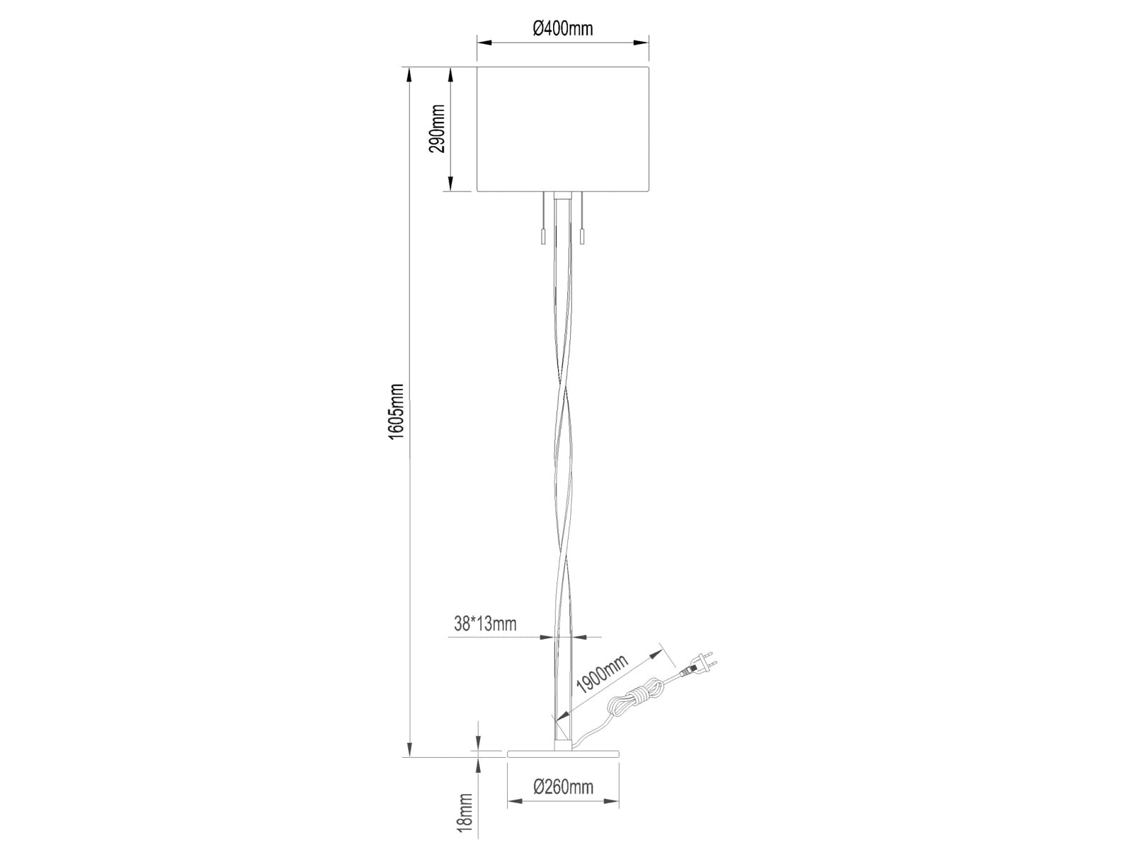 TRIO Nandor Stehleuchte, 2x7 W, 2x600 LM, 3000 K (475310307)