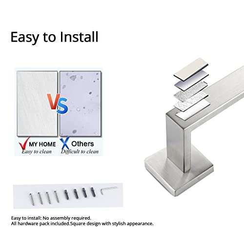 BANOLUX Towel Rack, 22 Inch Single Towel Bars for Bathroom, Towel Racks for Bathroom Wall Mounted SUS304 Hand Towel Holder Organize Heavy Duty, Brushed Nickel Towel Bar (Total Length 23.6-Inch)