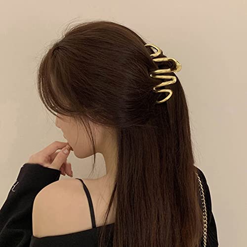 Pinza para cabello metálica diseño serpiente dorada miniatura 5