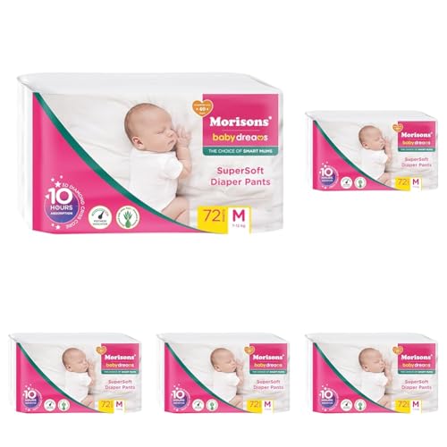 Image of Morisons* babydreams THE CHOICE OF SMART MUMS Baby Super Soft Diaper Pants Medium - M (72 Pieces), 1 count (Pack of 5)