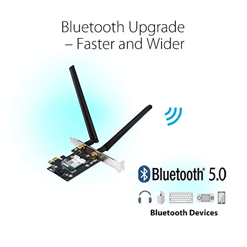 Image of ASUS PCE-AX3000 WiFi 6 (802.11ax) Adapter with 2 External Antennas. Supporting 160MHz for Total Data Rate up to 3000Mbps, Bluetooth 5.0, WPA3 Network Security, OFDMA and MU-MIMO