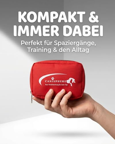 Canisphere Erste Hilfe Set to Go Hund & Katze - Kompakte Hunde Reiseapotheke im Softcase - 10-teiliges Hunde/Katzen Notfallset mit Gürtelschlaufe - Ideal für Spaziergänge, Training & Outdoor