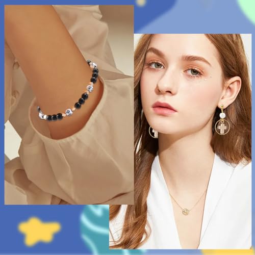 Perles en pierre croisée dorées et noires pour création de bracelet
