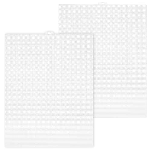 2 Pieces 7 Count Plastic Mesh Canvas Sheets, 10.5 X 13.5Inch Plastic Mesh Eye Meshes for Therian Mask White Meshes for Embroidery Acrylic Yarn Crafting Knit Crochet Projects and Make Aquarium Dividers