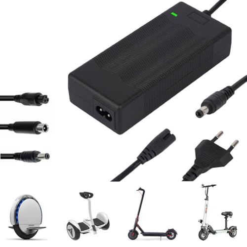 XUNNIU Chargeur Trotinette Electrique, 42V 2A Universel Chargeur avec 3 Connecteurs, Batterie au Lithium 36V, Chargeurs pour Hoverboard, Planche à Dérive,...