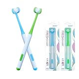 3 Sided Autism Toothbrush 360° Oral Teeth Cleaning Design U-Shaped Toothbrush 2 PCS Adult Soft Bristles Soft and Gentle for Complete Tooth and Gum Care (Blue + Green)