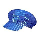 UUYYEO Glitter Sequin Hat Bling Costume Hat Retro Dress up Hat Beret Newsboy Cap Birthday Party Dance Hat Blue