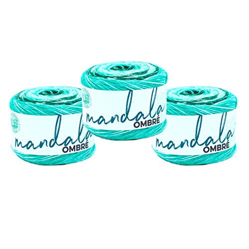 Image of Lion Brand Yarn, Mandala Ombre Variegated Yarn for Crocheting, Knitting, and Crafts, Zen, 3 Pack, Soft, Acrylic Fiber for Cozy Blankets, Worsted Weight Sweaters and Colorful Shawls