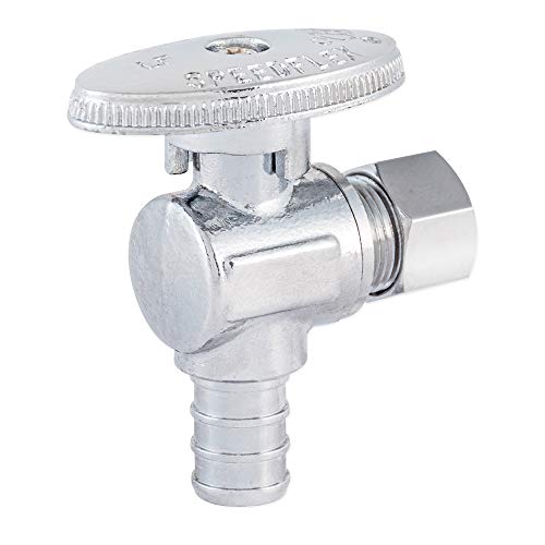 Image of Eastman SpeedFlex Quarter-Turn Angle Stop Valve, 3 /8 Inch OD Compression x 1 /2 Inch Crimp PEX, Chrome Plated, 10727LF