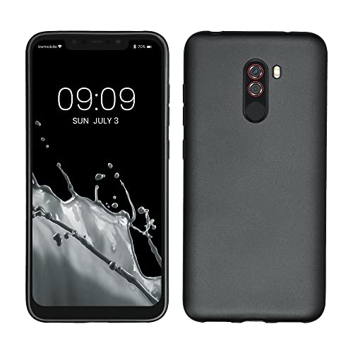 kwmobile Custodia Compatibile con Xiaomi Pocophone F1 Cover - Back Case Morbida - Protezione in Silicone TPU Effetto Metallizzato grigio metallizzato