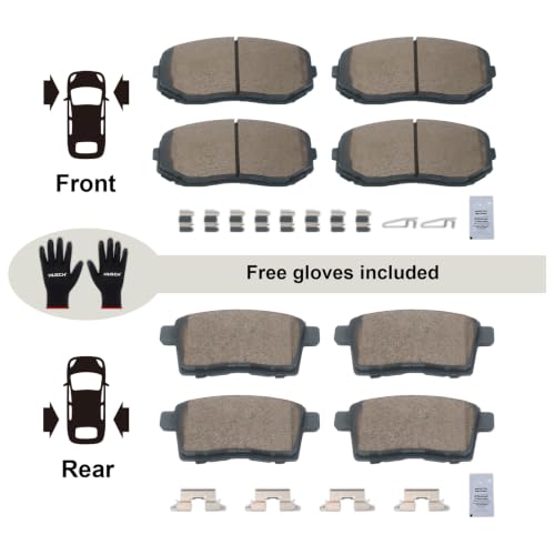 Image of HUSCH Front & Rear Ceramic Brake Pads Fit For Mazda, For Ford, For Lincoln | Clean Wheels, Quiet, Short Braking Distance, Responsive Braking, Long Service Life, for Various Weather, Road Performance