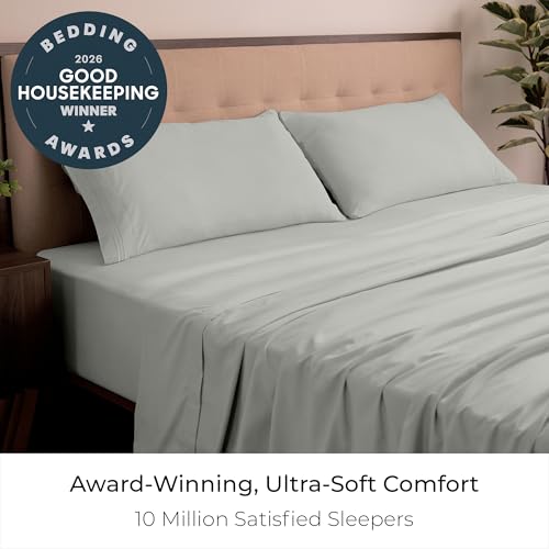 Image of Mellanni King Sheets Set - 4 PC Iconic Collection Bedding | Hotel Luxury, Extra Soft, Cooling Bed Sheets - Wrinkle, Fade, Stain Resistant (King, Spa Mint)