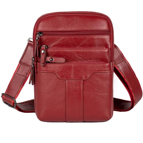 Ariscobull Leather Messenger Bag for Men, Small Leather Sling Shoulder Bag Messenger Pack for Men, Man Purse