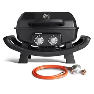 BURNHARD® 2-Brenner Gasgrill WAYNE 4,4 kW – Tragbarer Balkongrill - Tischgasgrill klein mit Aludruckguss Brennkammer inkl. Abdeckhaube - Gusseisen Grillrost