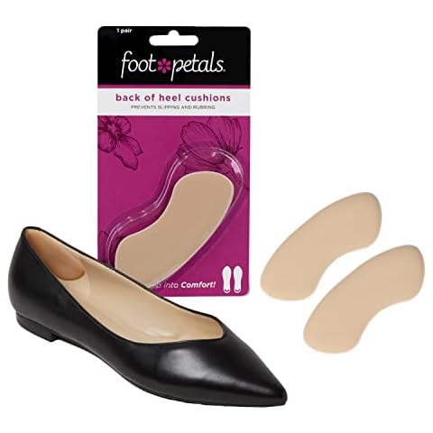 Foot Petals Womens Back of Heel Cushion Inserts, Heel Protectors, Comfortable Heel Grip for Pain Relief and Sizing, 3 pair, Khaki Cover