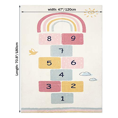 Hiiarug Soft Kids Play Mat, Extra Large Hopscotch Rug For Kids, Number Educational & Fun Kids Area Rug, Rainbow Carpet Floor Mat For Children Nursery Bedroom Living Room (4X6 Ft, Colorful) #TOP6