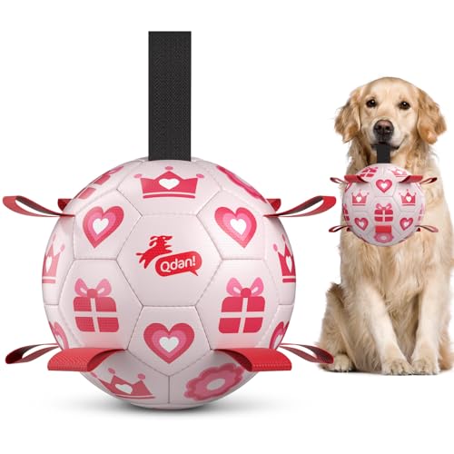 QDAN Valentines Gift Dog Toys, Pink Soccer Ball...