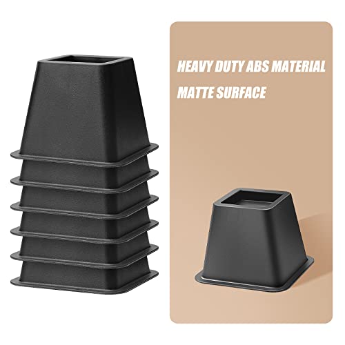 Usion Bed Risers 4 Inch, Set Of 6 Bed Lifts Risers Up To 3300 Lbs,Square Risers Blocks For Sofa,Table,Couch,Chair Or Desk,Dorm Room(Black) #TOP7