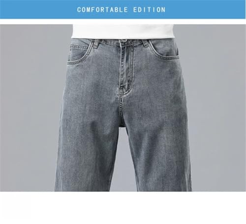 Men's Summer Ultra-Thin Lyocell Drape Soft Fabric Loose Straight Denim Pants Elastic Trousers2