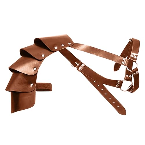 Medieval Leather Shoulder Guards Adjustable Knight Shoulder Armor for Role-Playing (Brown, Single-Shoulder)