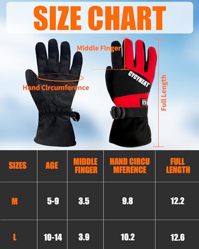 Cycyheat Kids Heated Gloves - Boys And Girls Waterproof Ski Heating Gloves With 2Pcs Dc 2700Mah Battery thumb #5