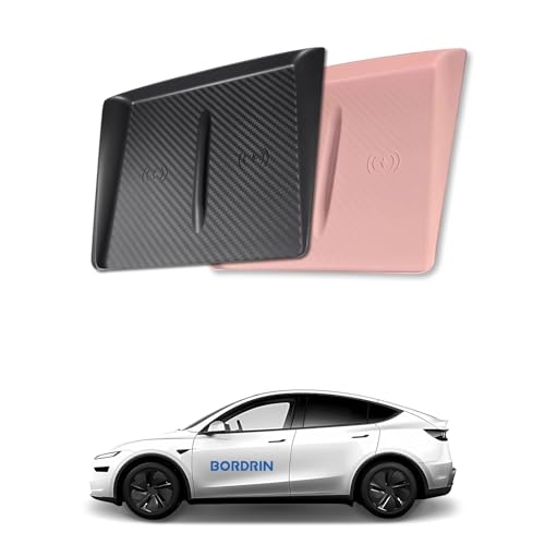 for Tesla Model Y Juniper Compatible with Refreshed Center Console Wireless Charging Pad Non-Slip Silicone Mat Wireless Charger Mat for Model 3 Highland Accessories 2026 2025 (Black)
