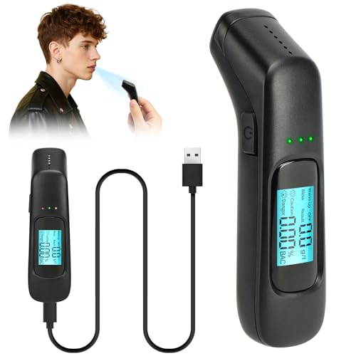 flintronic Alcoholimetro Homologado, Alcoholímetro Portátil Certificado Profesional, con Pantalla LCD Digital, con Recargable por USB, Prueba de Aliento sin Contacto para Uso Personal y Profesional