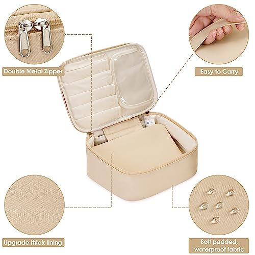 Image of Travel Makeup Bag Large Cosmetic Bag Make up Case Organizer for Women and Girls, C Brown