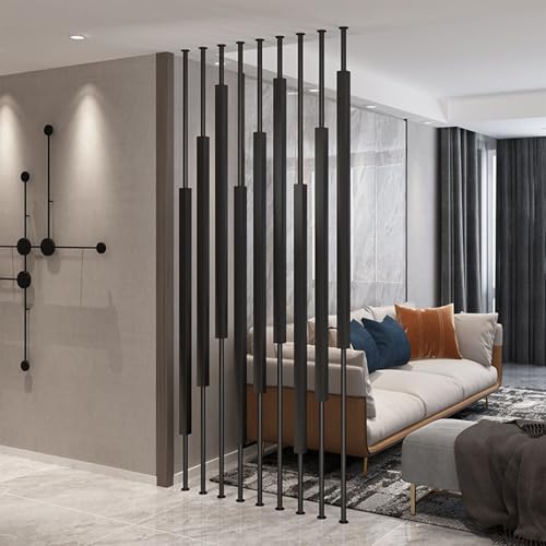 Columnas decorativas de privacidad de metal, separadores de habitación, pantalla independiente con base ajustable, división sin taladros para sala de estar y estudiar