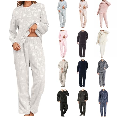 Oplxuo Women's Fuzzy Fleece Pajama Set - Oversized Sweater & Pants Loungewear (Blue) - View #4