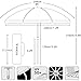 AMMSUN 8 Feet Large Beach Umbrella with Sand Anchor Heavy Duty High Wind Portable Outdoor Umbrellas UPF 50+ Protection Air Vent Tilt Patio Garden Pool Blue