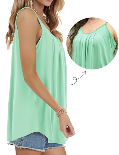 Débardeur d'été chic plissé Vert lac S - Camisole haut de gamme