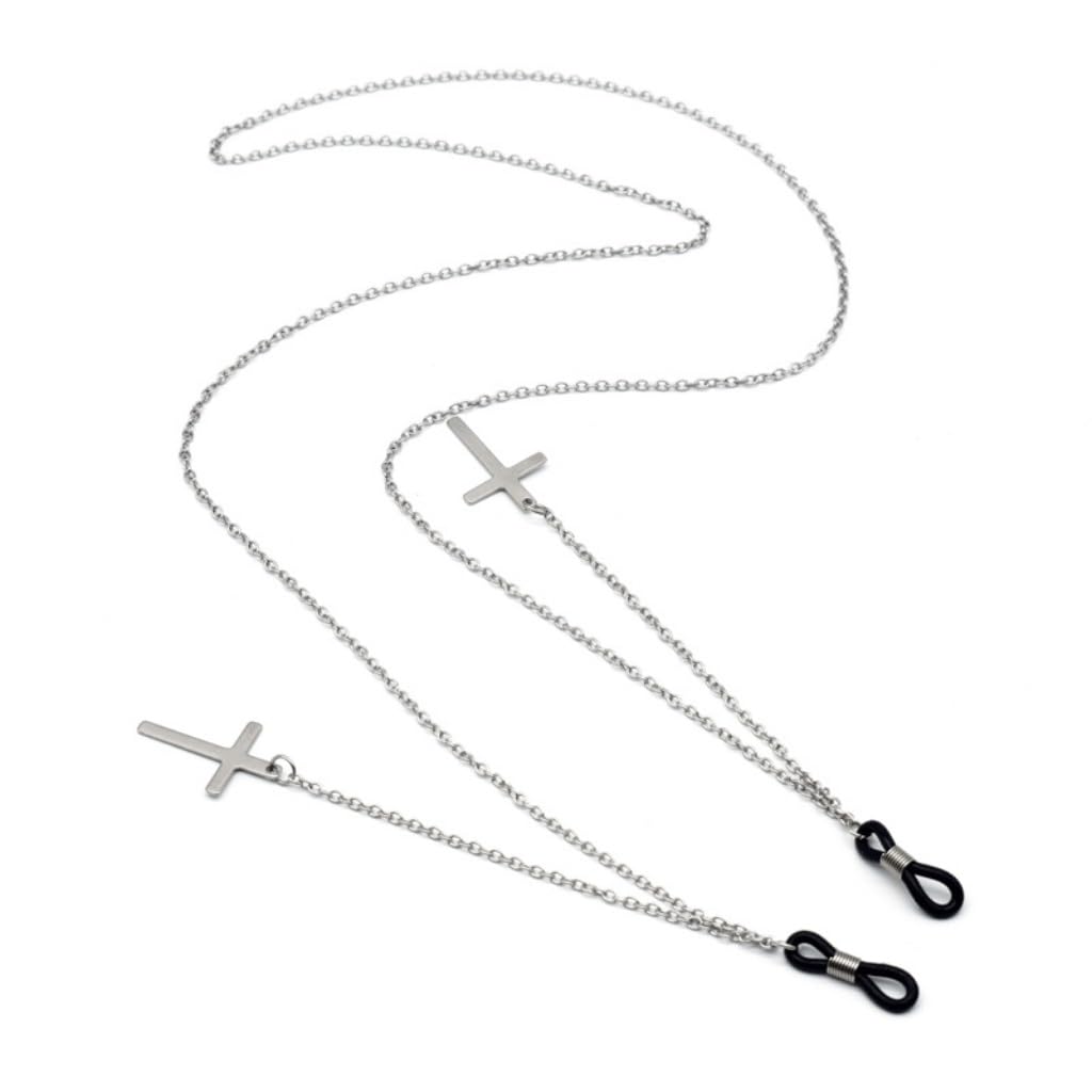 Lunettes en forme de croix en acier inoxydable avec chaîne de cou amovible pour style gothique