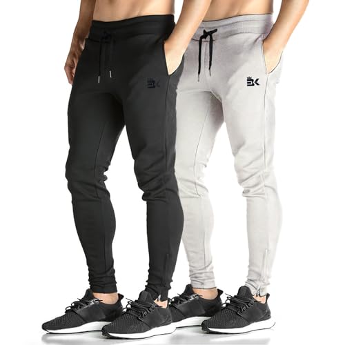 Image of BROKIG Mens Zip Joggers Pants - Casual Gym Workout Track Pants Comfortable Slim Fit Tapered Sweatpants with Pockets