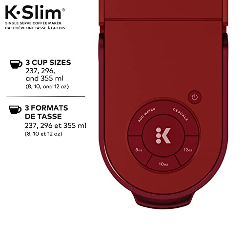 Image of Keurig K-Slim Single Serve K-Cup Pod Coffee Maker, Featuring Simple Push Button Controls And MultiStream Technology, Scarlet Red