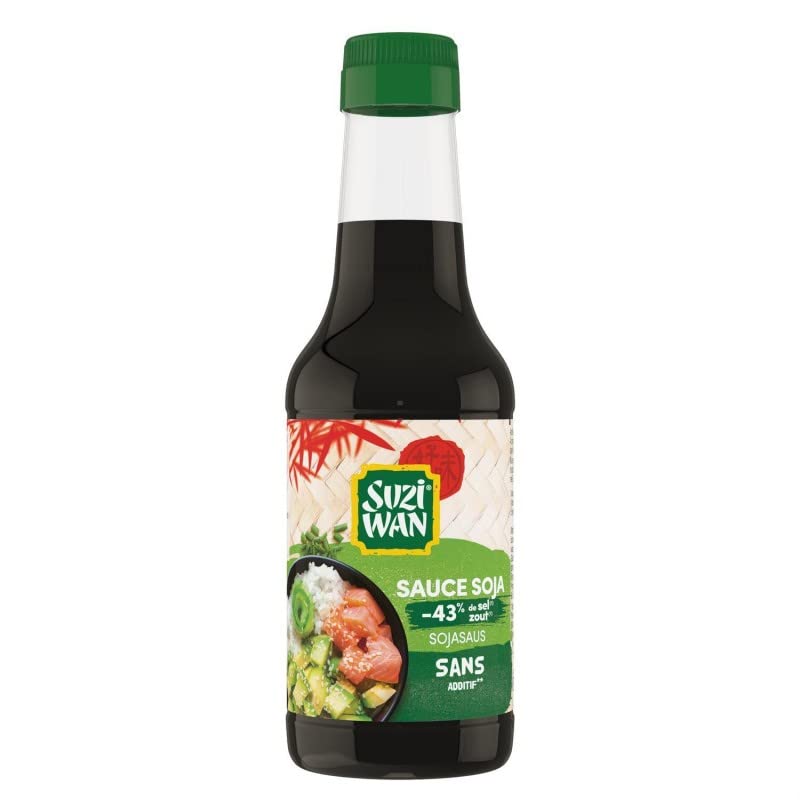 Suzi Wan Sauce Soja Allégée en Sel 250ml - Délicieuse Sauce Soja Asiatique Faible en Sel pour une Saveur Authentique. Parfait pour les Plats du Monde! - Le Lot De 3