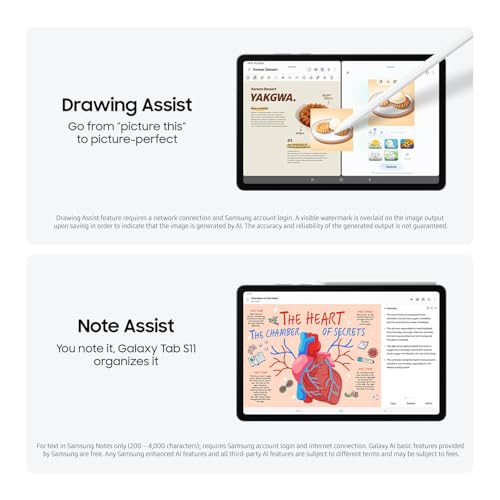 Image of Samsung Galaxy Tab S11 256 GB WiFi Android Tablet, Large Display, Durable, Slim, Light, High Performance, Long Battery Life, S Pen for Note-Taking, AI Assist, US Version, Silver