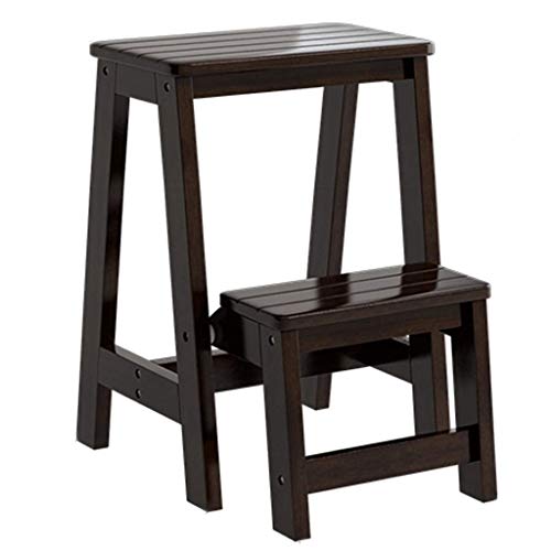 Wdbby Step Stool-Home Indoor Solidwood Step Stool Step Stool 2 Step Lightweight Folding Step Ladder (Color : Black) #TOP18