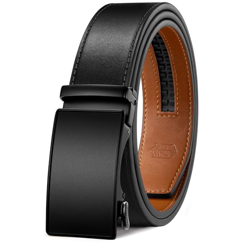Image of Zitahli Belt Men,Leather Ratchet Belt for Men Dress Casual Every Day with Adjustable Buckle,Trim to Fit For Gift